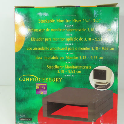 Compucessory 25303 Stackable Monitor Riser Adjustable 3.8Hx13.3Wx12.1"D Black