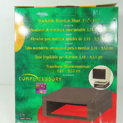 Compucessory 25303 Stackable Monitor Riser Adjustable 3.8Hx13.3Wx12.1"D Black