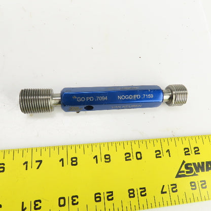 Van Keuren 3/4"-16 UNF-2B Thread Plug Gage GO PD .7094 NOGO PD .7159
