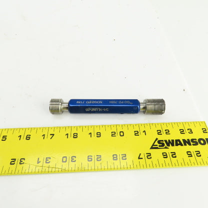 Van Keuren 3/4"-16 UNF-2B Thread Plug Gage GO PD .7094 NOGO PD .7159