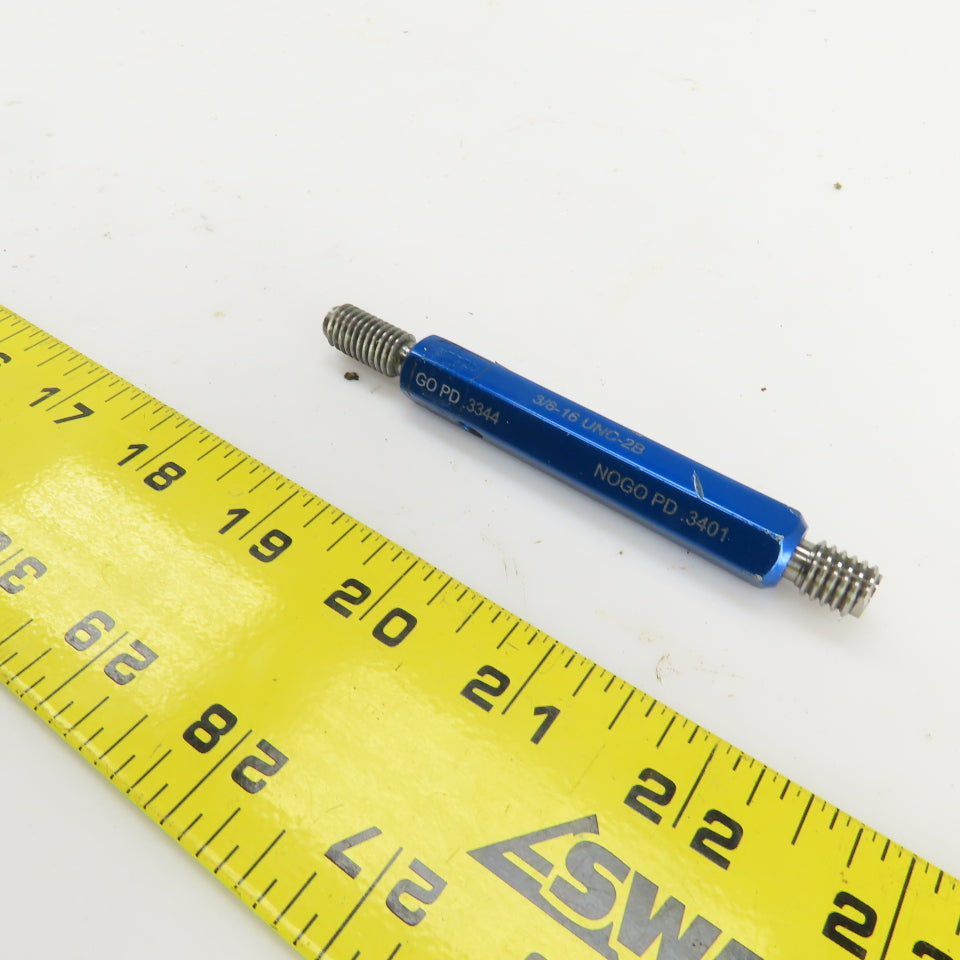 Van Keuren 3/8"-16 UNC-2B Thread Plug Gage GO PD .3344 NOGO PD .3401