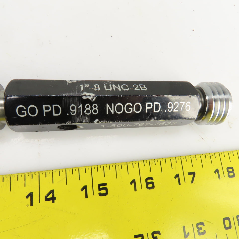 Alameda 1"-8 UNC-2B Thread Plug Gage GO PD 0.9188 NOGO PD 0.9276