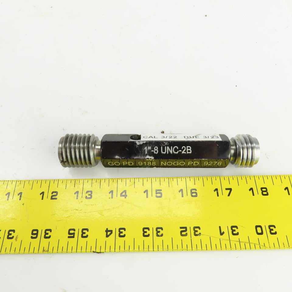 Alameda 1"-8 UNC-2B Thread Plug Gage GO PD 0.9188 NOGO PD 0.9276