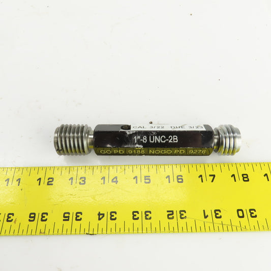 Alameda 1"-8 UNC-2B Thread Plug Gage GO PD 0.9188 NOGO PD 0.9276