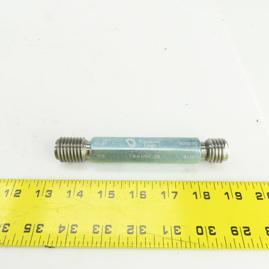 Vermont Gage 7/8"-9 UNC-2B Thread Plug Gage GO PD 0.8028 NOGO PD 0.8110