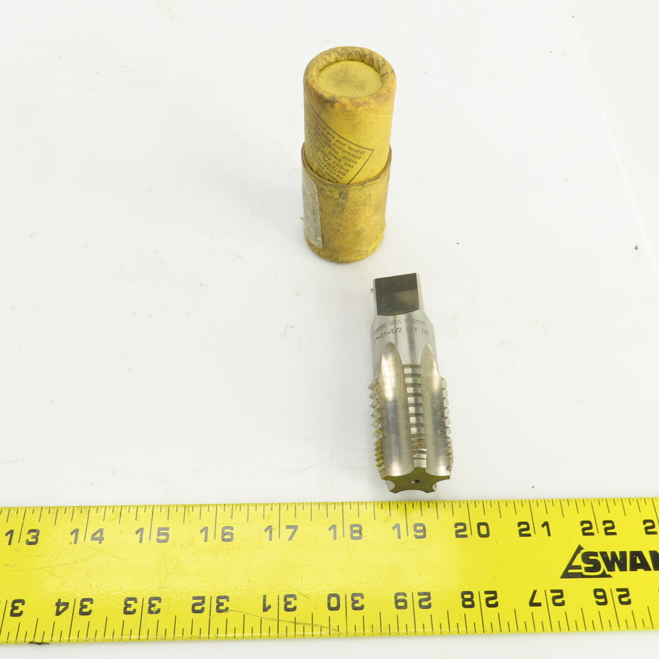 Morse 1"-11-1/2 NPT INT THD Straight 5 Flute Pipe Tap 3-3/4" OAL 7/8" Shank USA