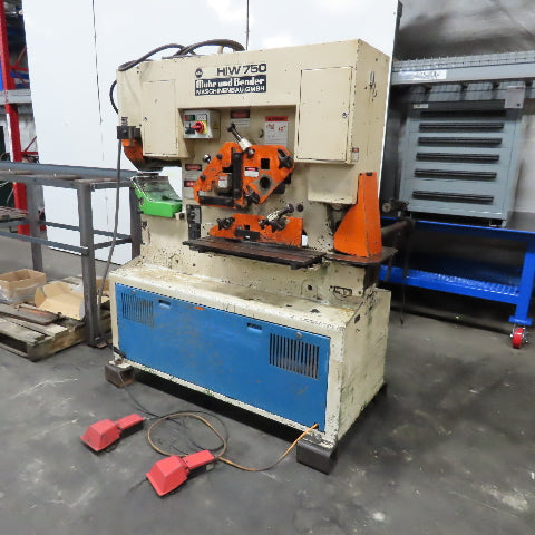 Mubea HIW750 82 Ton Dual Station Iron Worker 10Hp 480V Roller Table & Tooling