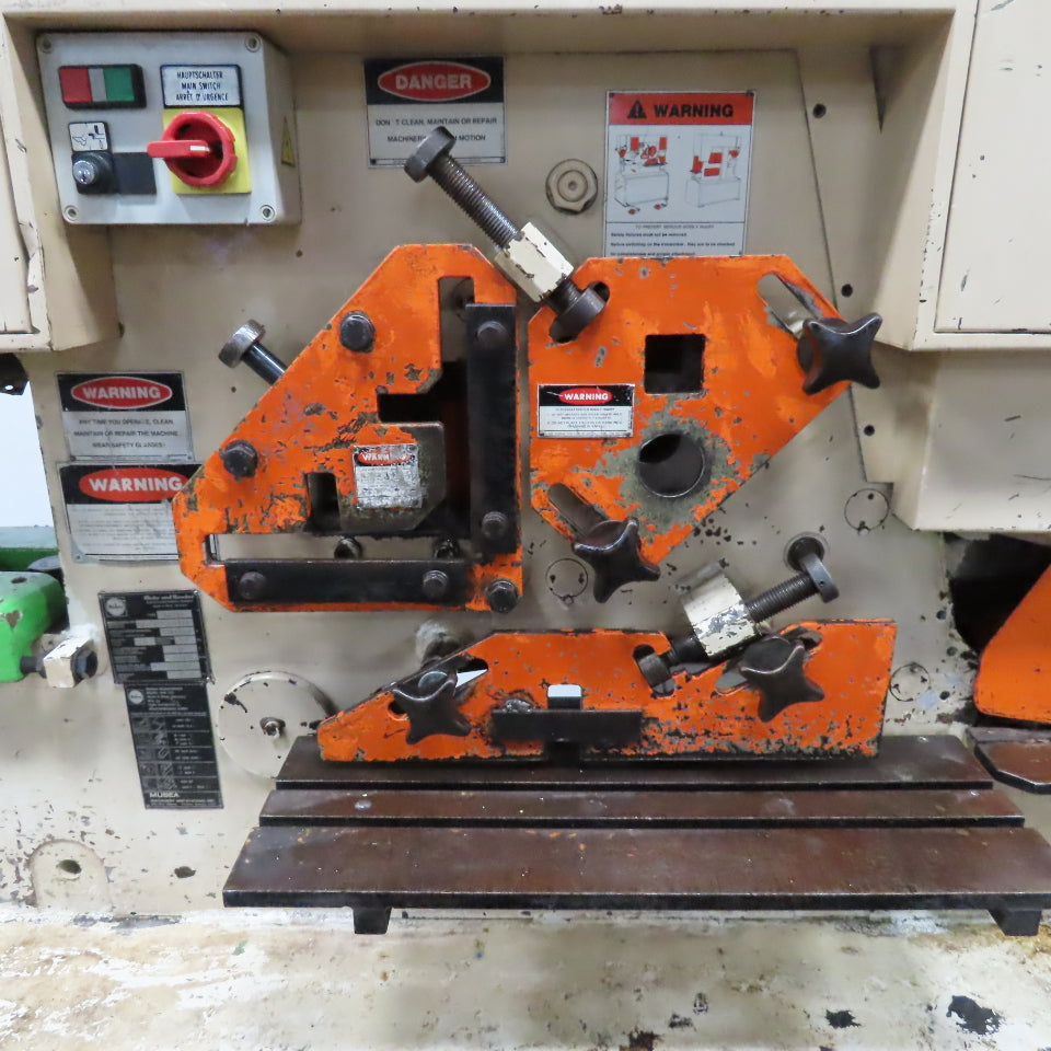 Mubea HIW750 82 Ton Dual Station Iron Worker 10Hp 480V Roller Table & Tooling