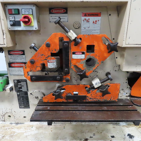 Mubea HIW750 82 Ton Dual Station Iron Worker 10Hp 480V Roller Table & Tooling