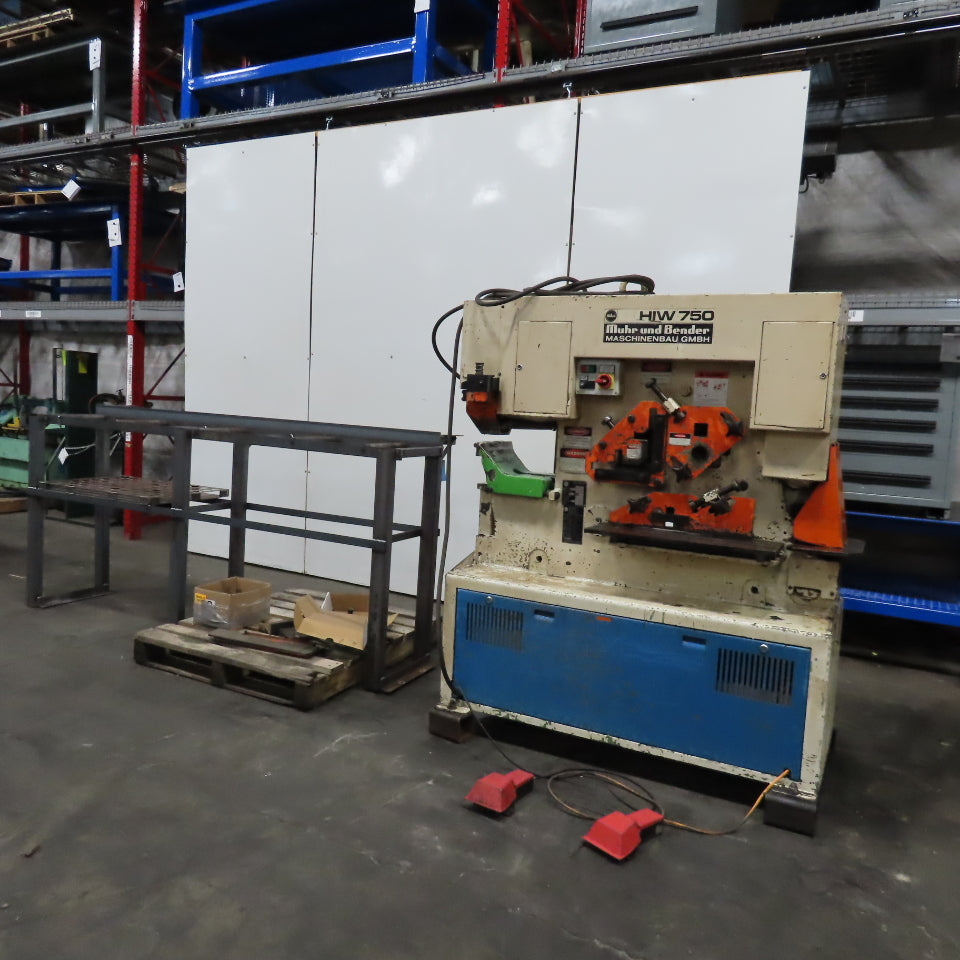 Mubea HIW750 82 Ton Dual Station Iron Worker 10Hp 480V Roller Table & Tooling