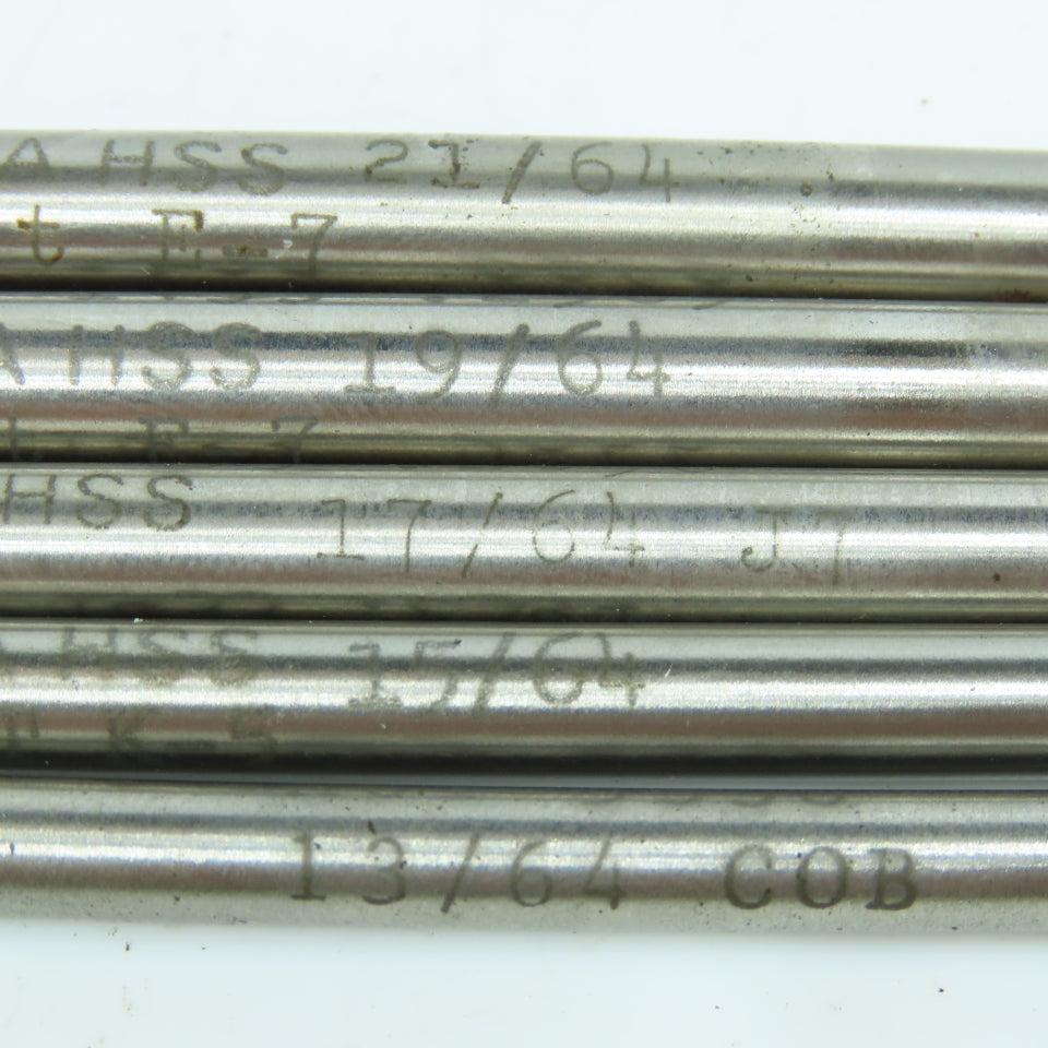 Yankee 13/64", 15/64", 17/64", 19/64", 21/64" Chucking Reamer 6 Flute Lot of 5