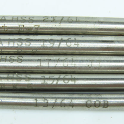 Yankee 13/64", 15/64", 17/64", 19/64", 21/64" Chucking Reamer 6 Flute Lot of 5