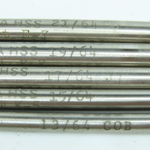 Yankee 13/64", 15/64", 17/64", 19/64", 21/64" Chucking Reamer 6 Flute Lot of 5