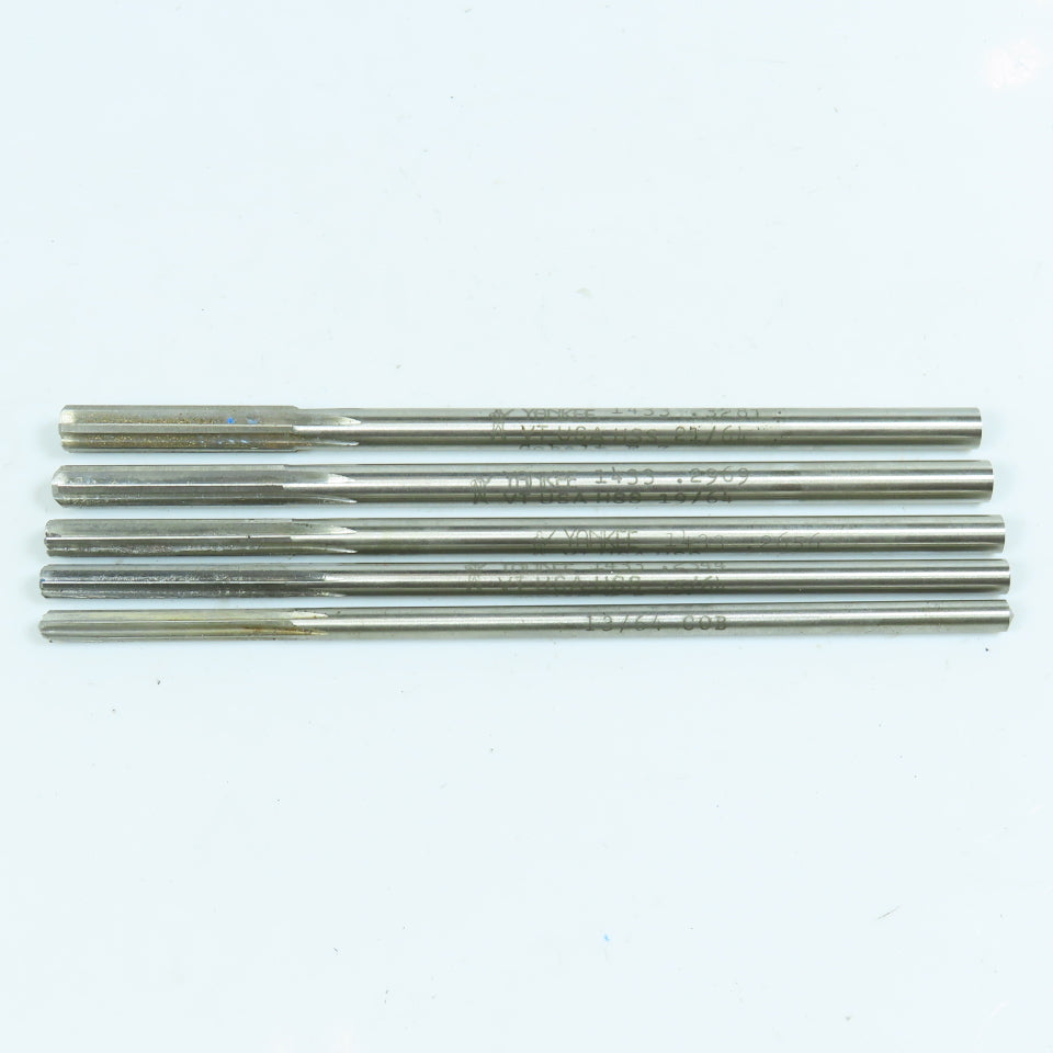 Yankee 13/64", 15/64", 17/64", 19/64", 21/64" Chucking Reamer 6 Flute Lot of 5