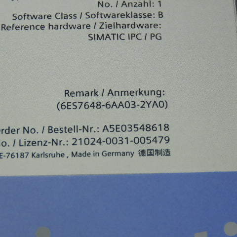 Siemens 6ES7648-6AA03-2YAD Simatic Image & Partition Simatic Software