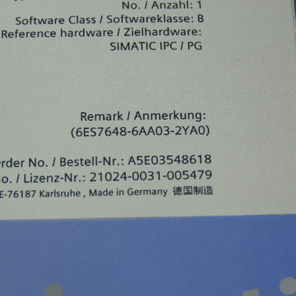 Siemens 6ES7648-6AA03-2YAD Simatic Image & Partition Simatic Software