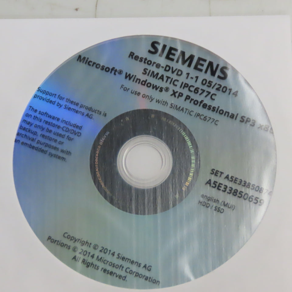 Siemens Simatic IPC677C Restore-DVD 1-1 05/2014 For Windows XP Professional