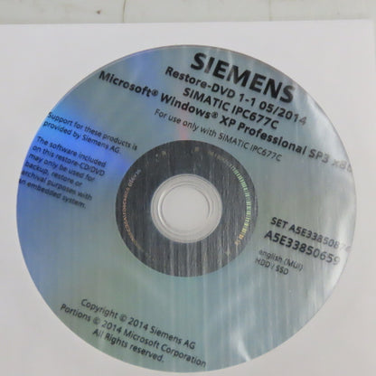 Siemens Simatic IPC677C Restore-DVD 1-1 05/2014 For Windows XP Professional