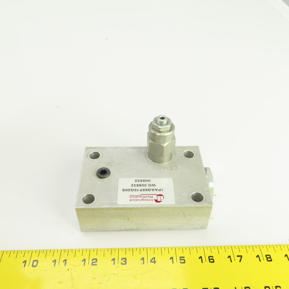 Vickers 1PAAG95P10G20S IH10532 Hydraulic Valve Block W/1DR2P20S Cartridge Valve