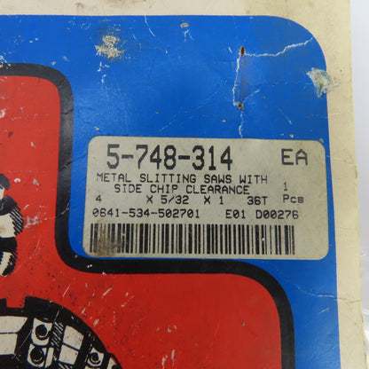 TMX 5-748-314 36 Tooth HSS Metal Slitting Saw Plain Tooth 4"OD x 5/32" 1" Arbor
