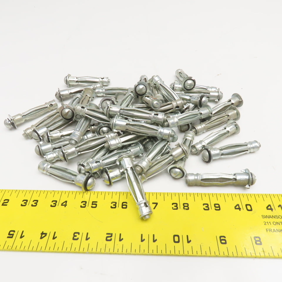 1/4" Hollow Wall Anchor Screw 2" Long Slotted Flat Head Drive Lot Of 50