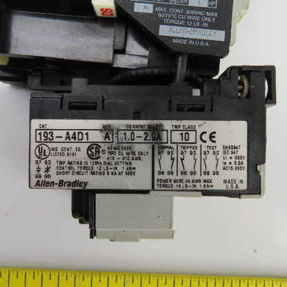 Allen Bradley 100-A09NL3 600V Contactor 120V Coil W/193-A4D1 Overload Relay