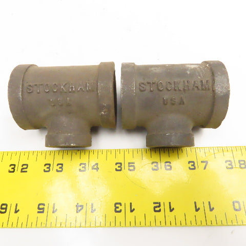 Stockham 1" x 1/2" x 1"  Reducing Black Pipe Tee Lot Of 2