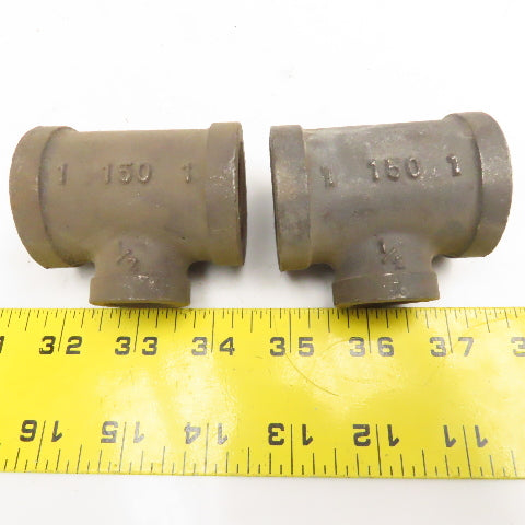 Stockham 1" x 1/2" x 1"  Reducing Black Pipe Tee Lot Of 2