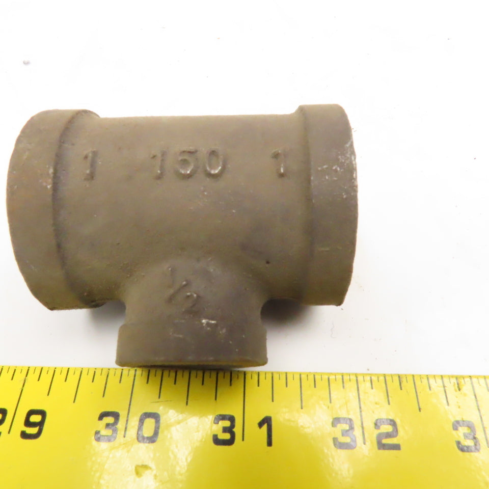Stockham 1" x 1/2" x 1"  Reducing Black Pipe Tee Lot Of 2