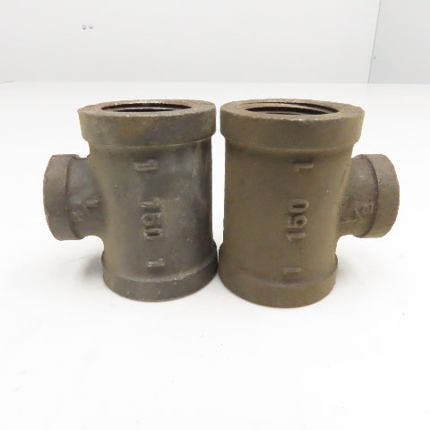 Stockham 1" x 1/2" x 1"  Reducing Black Pipe Tee Lot Of 2