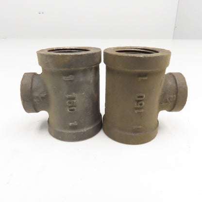 Stockham 1" x 1/2" x 1"  Reducing Black Pipe Tee Lot Of 2