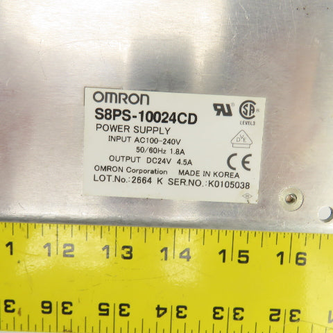 Omron S8PS-10024CD 24VDC 4.5A Power Supply 100-240VAC 1.8A Input