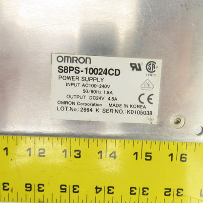 Omron S8PS-10024CD 24VDC 4.5A Power Supply 100-240VAC 1.8A Input