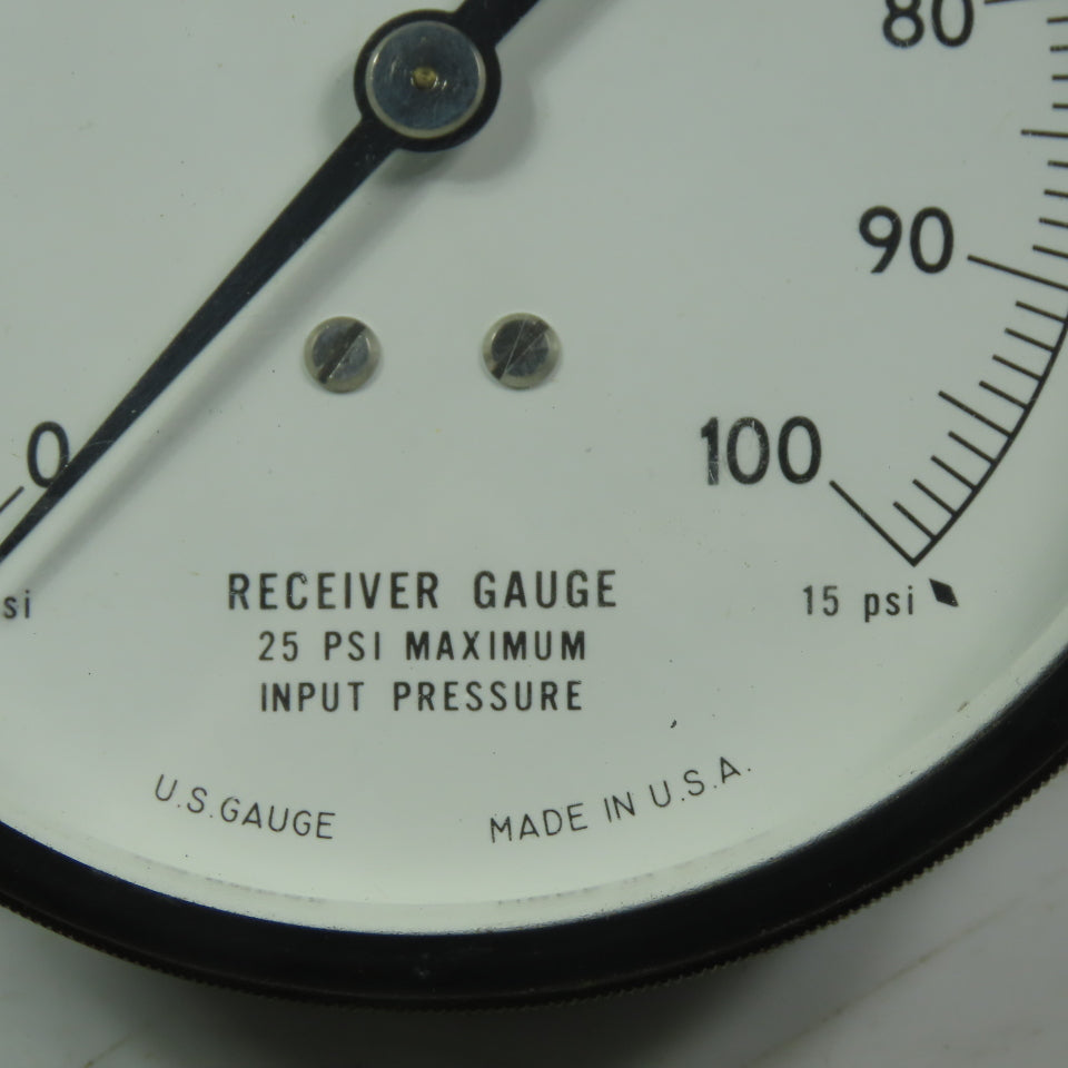 US Gauge 0-15PSI  3-1/2" Panel Mount Gauge 3/8" MNPT Back Port 25PSI Max