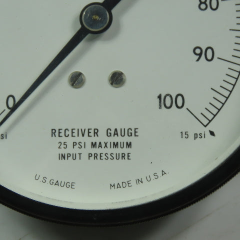 US Gauge 0-15PSI  3-1/2" Panel Mount Gauge 3/8" MNPT Back Port 25PSI Max