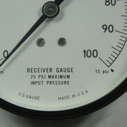 US Gauge 0-15PSI  3-1/2" Panel Mount Gauge 3/8" MNPT Back Port 25PSI Max