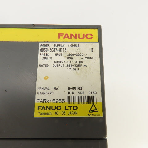 Fanuc A06B-6087-H115 Power Supply Module 200-230V 63A Input 283-325VDC Output