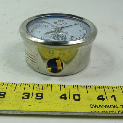 Terice D83LFSS 0-30PSI  2-1/2" Stainless Steel Liquid Filled Gauge 1/4"NPT Lower
