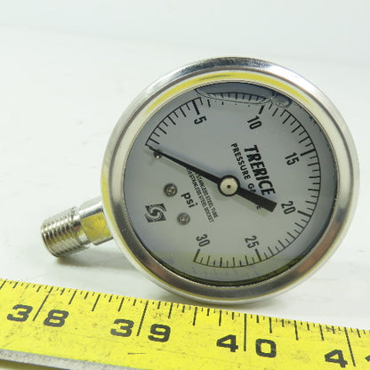 Terice D83LFSS 0-30PSI  2-1/2" Stainless Steel Liquid Filled Gauge 1/4"NPT Lower