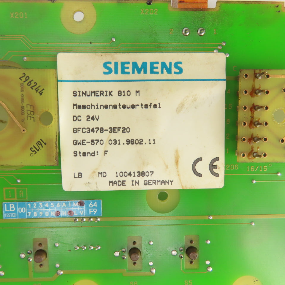 Siemens 6FC3478-3EF20 6FX1124-2BA00 Operator Control Panel Circuit Board