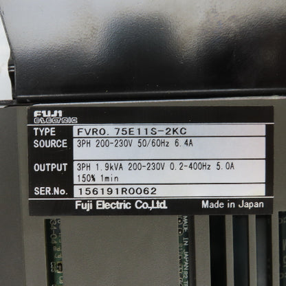 Fuji FVR0.75E11S-2KC FVR-E11 3PH Inverter 200-230V Input 1.9kVA 200-230V Output