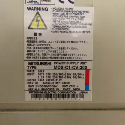Mitsubishi DS-C1-CV-300 Power Supply Unit 107A 200-230V Input 270-311VDC Out