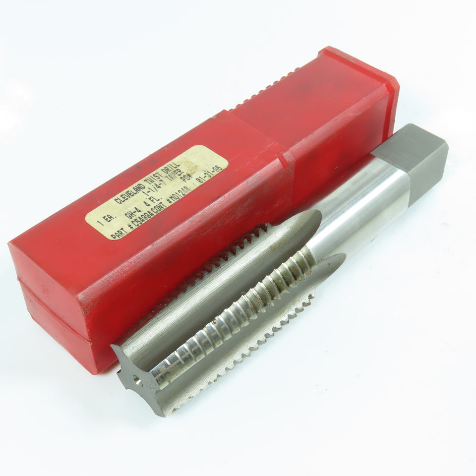 Cleveland 1-1/4"-7 NC Taper Tap Straight 4 Flute 2-5/8" LOC 5-3/4" OAL USA