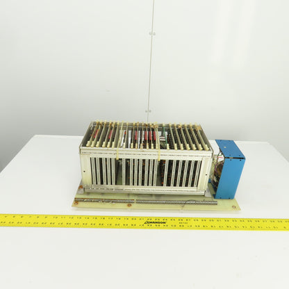 Timesavers D78262 Rev 2 Card #1 20 Slot CPU Rack Chassis W/Power Supply & Cards