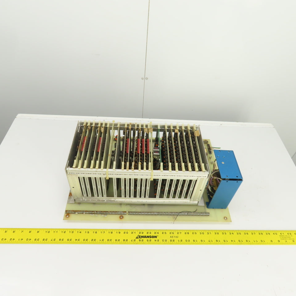 Timesavers D78262 Rev 2 Card #1 20 Slot CPU Rack Chassis W/Power Supply & Cards