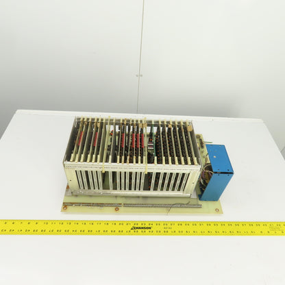 Timesavers D78262 Rev 2 Card #1 20 Slot CPU Rack Chassis W/Power Supply & Cards