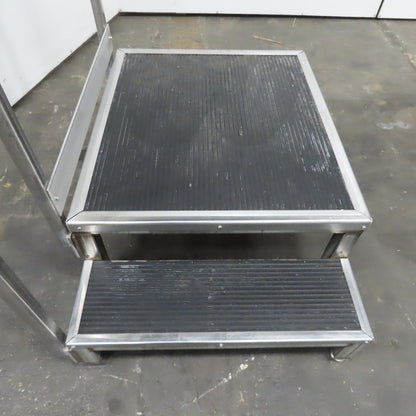 15" Working Height Stainless Steel 2 Step Right Hand Rail Platform 32" x 37"