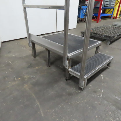 15" Working Height Stainless Steel 2 Step Right Hand Rail Platform 32" x 37"