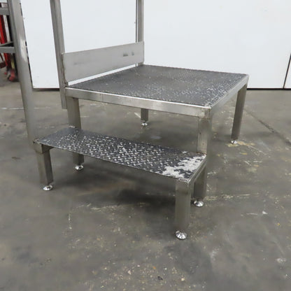 20" Working Height Stainless Steel 2 Step Right Hand Rail Platform 32" x 36"
