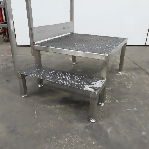 20" Working Height Stainless Steel 2 Step Right Hand Rail Platform 32" x 36"